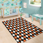 Orange Black And White Harlequin Print Area Rug