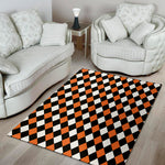 Orange Black And White Harlequin Print Area Rug