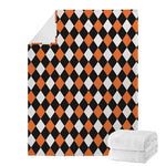 Orange Black And White Harlequin Print Blanket
