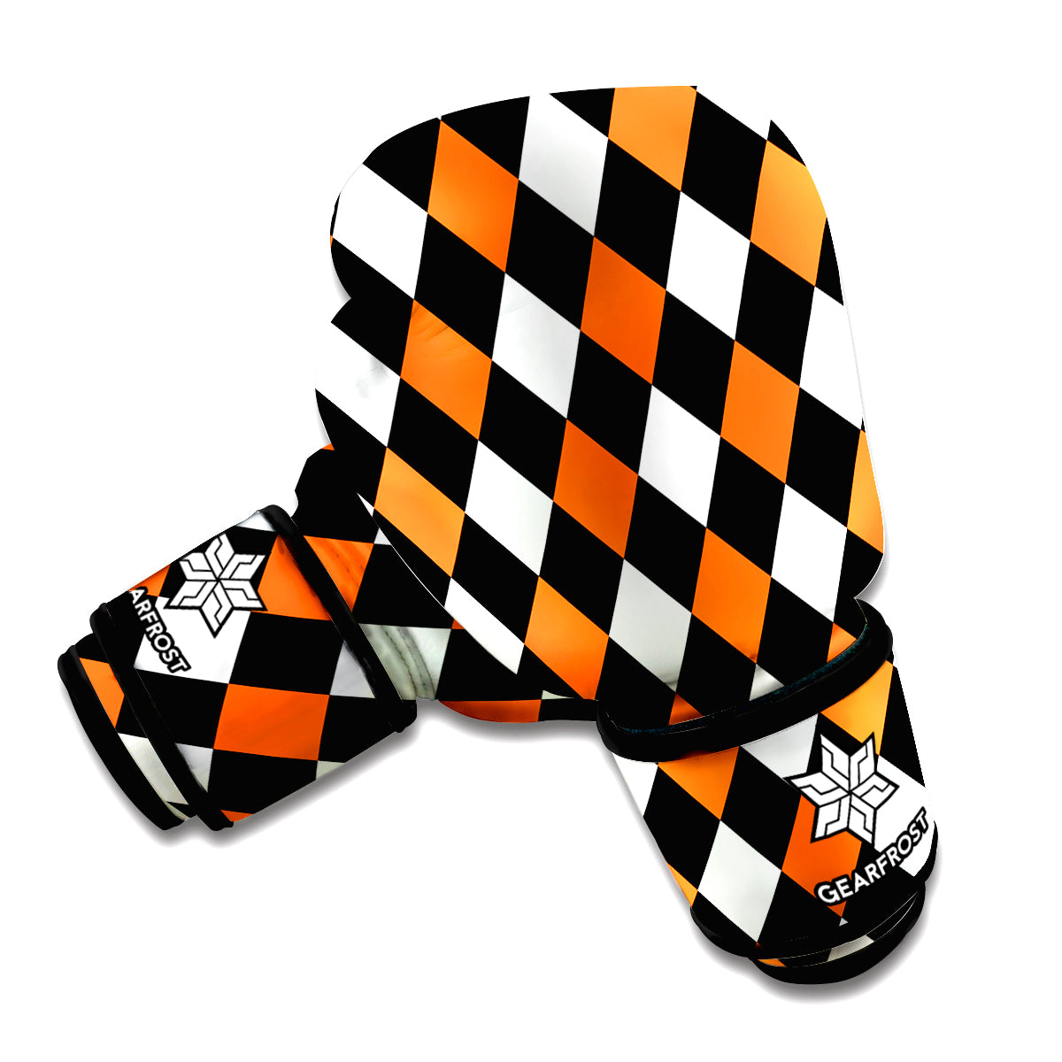 Orange Black And White Harlequin Print Boxing Gloves