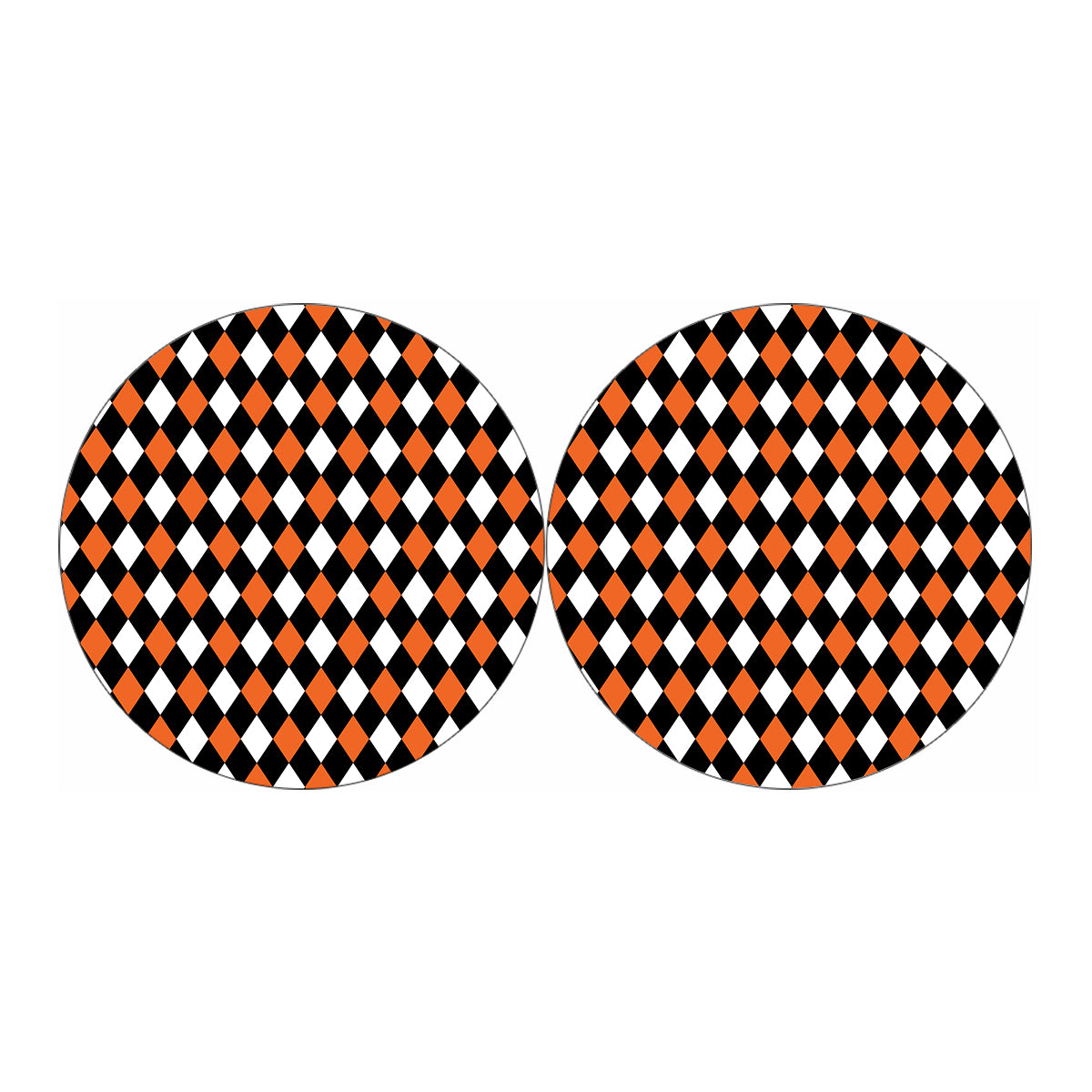 Orange Black And White Harlequin Print Car Coasters