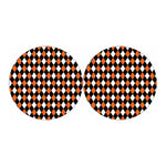 Orange Black And White Harlequin Print Car Coasters