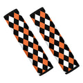 Orange Black And White Harlequin Print Car Seat Belt Covers