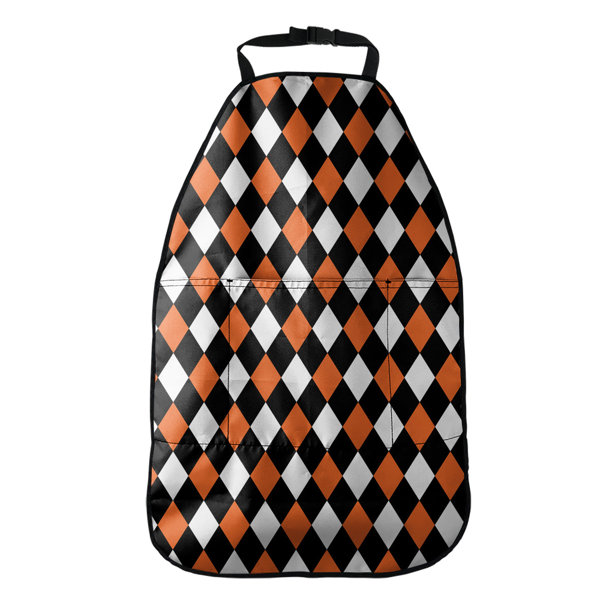 Orange Black And White Harlequin Print Car Seat Organizers