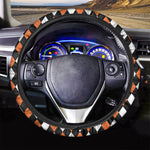 Orange Black And White Harlequin Print Car Steering Wheel Cover