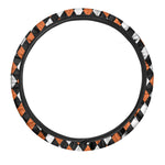 Orange Black And White Harlequin Print Car Steering Wheel Cover