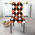 Orange Black And White Harlequin Print Dining Chair Slipcover