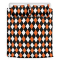 Orange Black And White Harlequin Print Duvet Cover Bedding Set