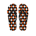 Orange Black And White Harlequin Print Flip Flops
