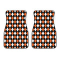 Orange Black And White Harlequin Print Front Car Floor Mats