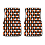 Orange Black And White Harlequin Print Front Car Floor Mats