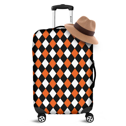 Orange Black And White Harlequin Print Luggage Cover