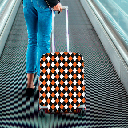 Orange Black And White Harlequin Print Luggage Cover