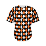 Orange Black And White Harlequin Print Men's Baseball Jersey