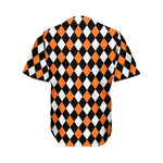 Orange Black And White Harlequin Print Men's Baseball Jersey
