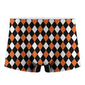 Orange Black And White Harlequin Print Men's Boxer Briefs