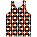 Orange Black And White Harlequin Print Men's Tank Top