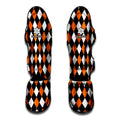 Orange Black And White Harlequin Print Muay Thai Shin Guards