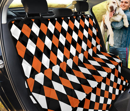 Orange Black And White Harlequin Print Pet Car Back Seat Cover