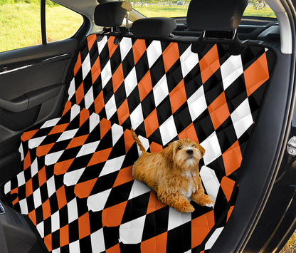 Orange Black And White Harlequin Print Pet Car Back Seat Cover