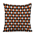 Orange Black And White Harlequin Print Pillow Cover