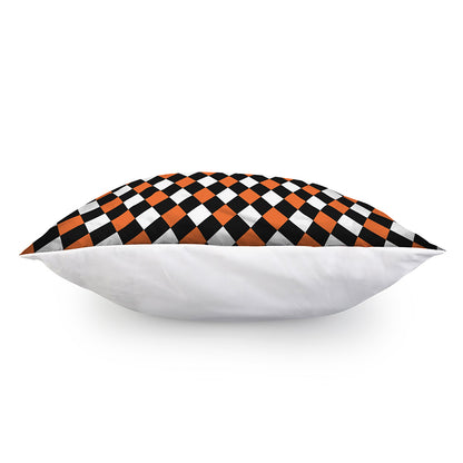 Orange Black And White Harlequin Print Pillow Cover