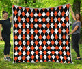 Orange Black And White Harlequin Print Quilt