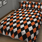 Orange Black And White Harlequin Print Quilt Bed Set