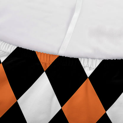Orange Black And White Harlequin Print Sofa Cover