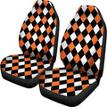 Orange Black And White Harlequin Print Universal Fit Car Seat Covers