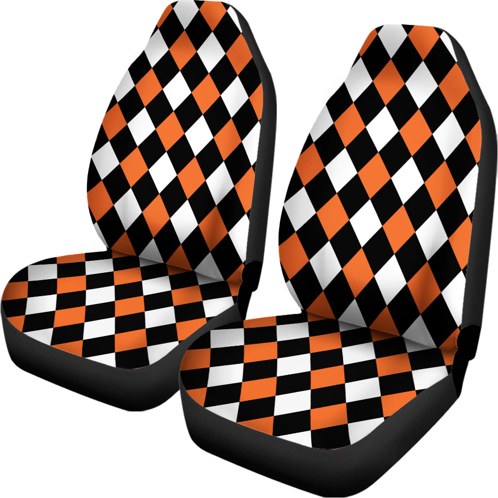 Orange Black And White Harlequin Print Universal Fit Car Seat Covers