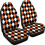 Orange Black And White Harlequin Print Universal Fit Car Seat Covers