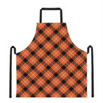 Orange Black And White Plaid Print Apron