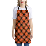Orange Black And White Plaid Print Apron