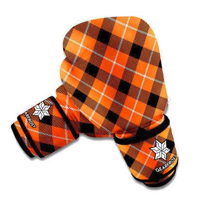 Orange Black And White Plaid Print Boxing Gloves