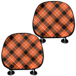 Orange Black And White Plaid Print Car Headrest Covers