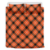 Orange Black And White Plaid Print Duvet Cover Bedding Set