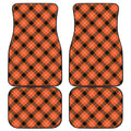 Orange Black And White Plaid Print Front and Back Car Floor Mats