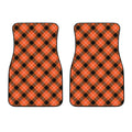Orange Black And White Plaid Print Front Car Floor Mats