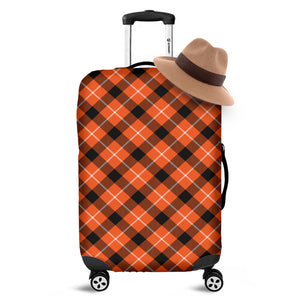 Orange Black And White Plaid Print Luggage Cover