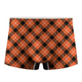Orange Black And White Plaid Print Men's Boxer Briefs