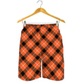Orange Black And White Plaid Print Men's Shorts