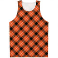 Orange Black And White Plaid Print Men's Tank Top