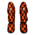 Orange Black And White Plaid Print Muay Thai Shin Guards