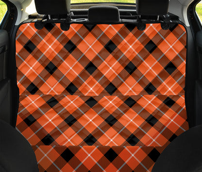 Orange Black And White Plaid Print Pet Car Back Seat Cover