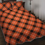 Orange Black And White Plaid Print Quilt Bed Set