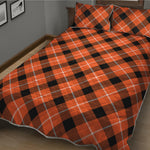 Orange Black And White Plaid Print Quilt Bed Set