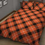 Orange Black And White Plaid Print Quilt Bed Set