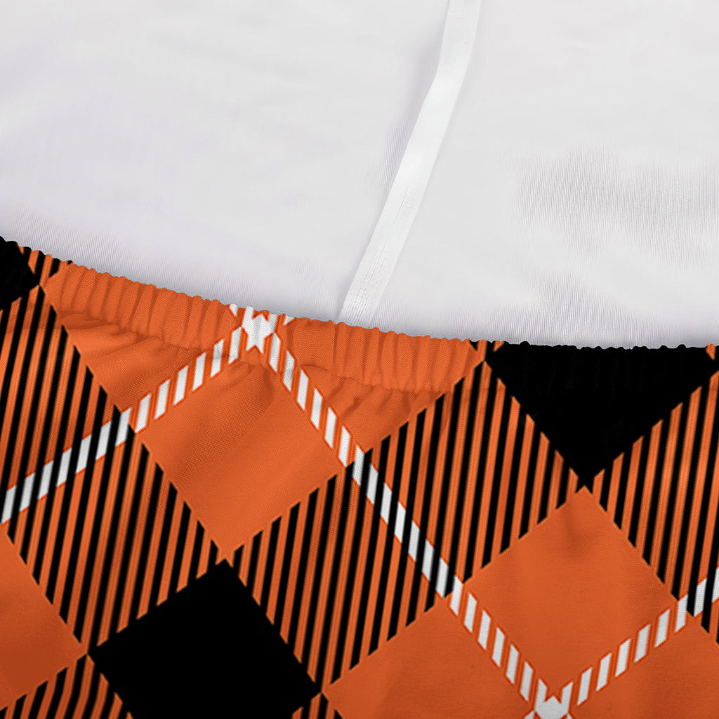 Orange Black And White Plaid Print Sofa Cover