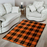 Orange Black And Yellow Tartan Print Area Rug